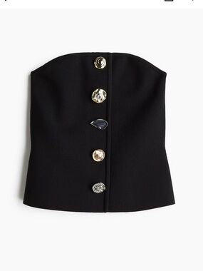 H&M Black Strapless Corset Top with Statement Buttons new with tags size small